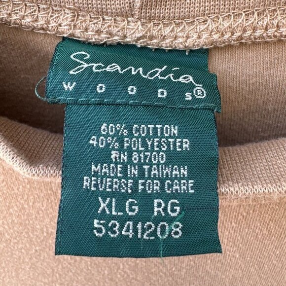 Scandia Woods Vintage Mens Long-Sleeve Mock Neck Shirts Set Of 2 Beige & Red XLG - Picture 4 of 9